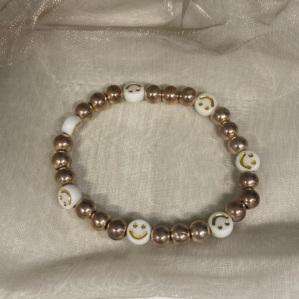 Rose Gold Plated Beaded Smiley Face Bracelet